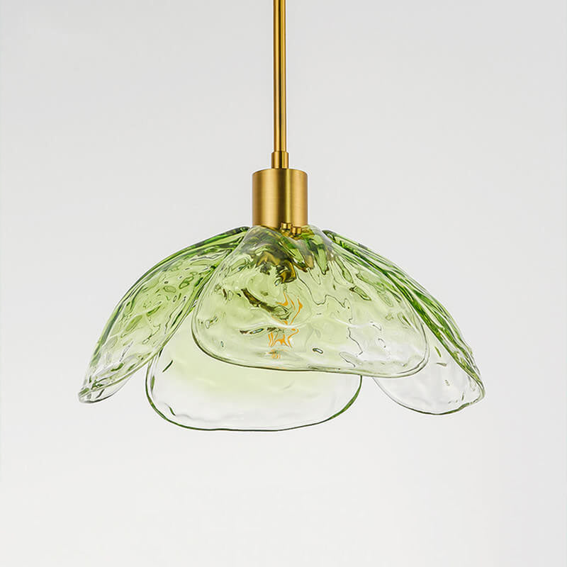 Modern Minimalist Flower-shaped Petal Iron Glass 1-Light Pendant Light For Living Room