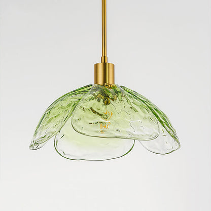 Modern Minimalist Flower-shaped Petal Iron Glass 1-Light Pendant Light For Living Room