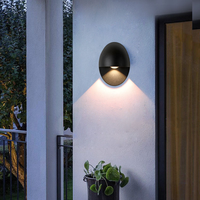 Modern Minimalist Oval Shape Aluminum Outdoor Waterproof LED Wall Sconce Lamp for Outdoor Patio