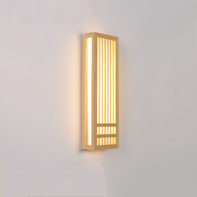 Modern Minimalist Solid Wood Acrylic Rectangular LED  Wall Sconce Lamp for Living Room
