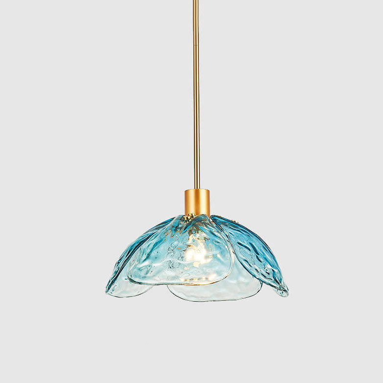 Modern Minimalist Flower-shaped Petal Iron Glass 1-Light Pendant Light For Living Room