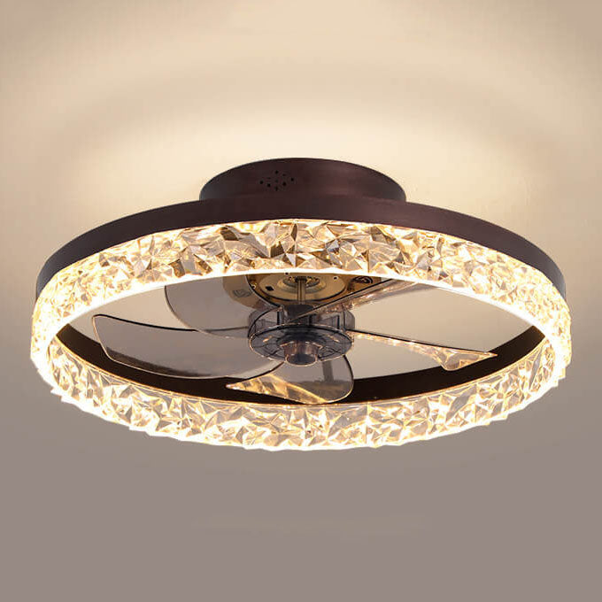 Modern Circle Ring LED Semi-Flush Mount Ceiling Fan Light