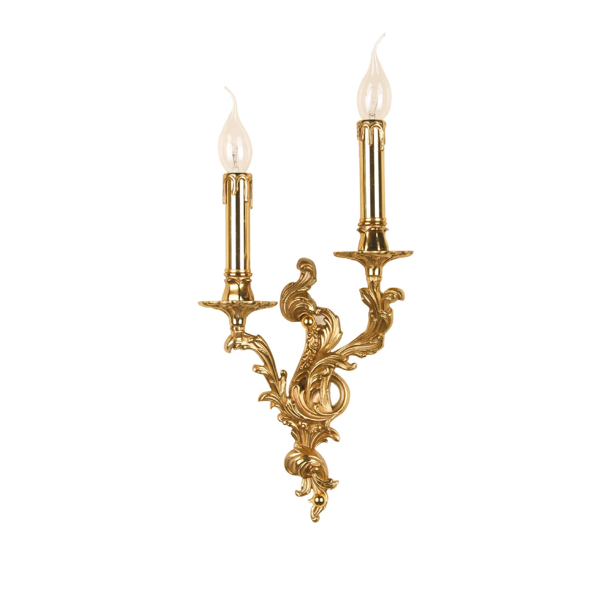French Vintage Brass Candle 2/3 Light Wall Sconce Lamp