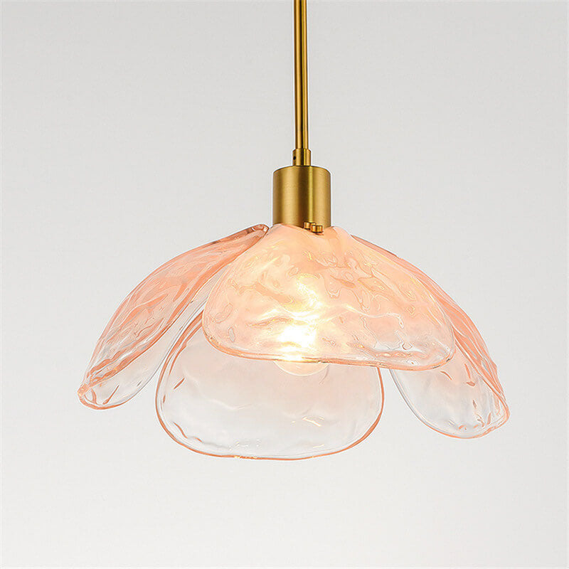 Modern Minimalist Flower-shaped Petal Iron Glass 1-Light Pendant Light For Living Room