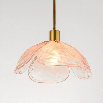 Modern Minimalist Flower-shaped Petal Iron Glass 1-Light Pendant Light For Living Room