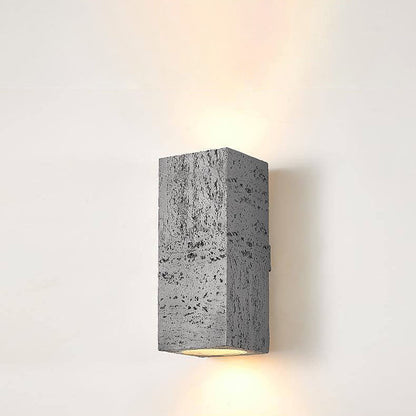 Traditional Retro Wabi-sabi Composites Square Column Hand Sculpted LED Wall Sconce Lamp for Living Room
