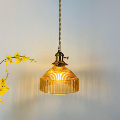 Nordic Stained Glass Dome Brass 1-Light Pendant Light