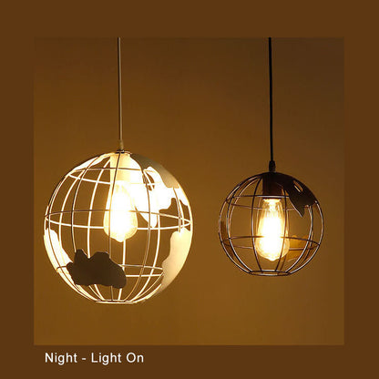 Contemporary Creative Round Earth Shaped Iron 1-Light Pendant Light For Living Room