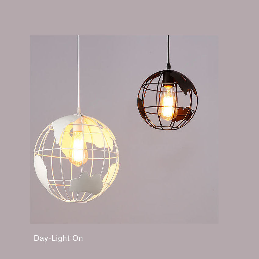 Contemporary Creative Round Earth Shaped Iron 1-Light Pendant Light For Living Room
