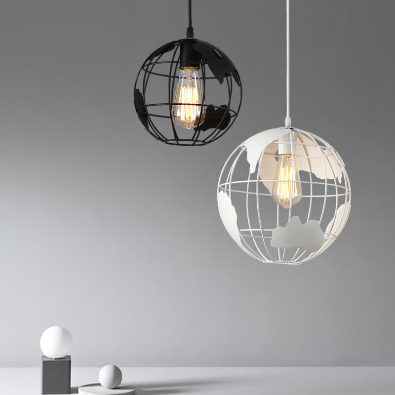 Contemporary Creative Round Earth Shaped Iron 1-Light Pendant Light For Living Room