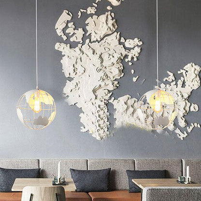 Contemporary Creative Round Earth Shaped Iron 1-Light Pendant Light For Living Room