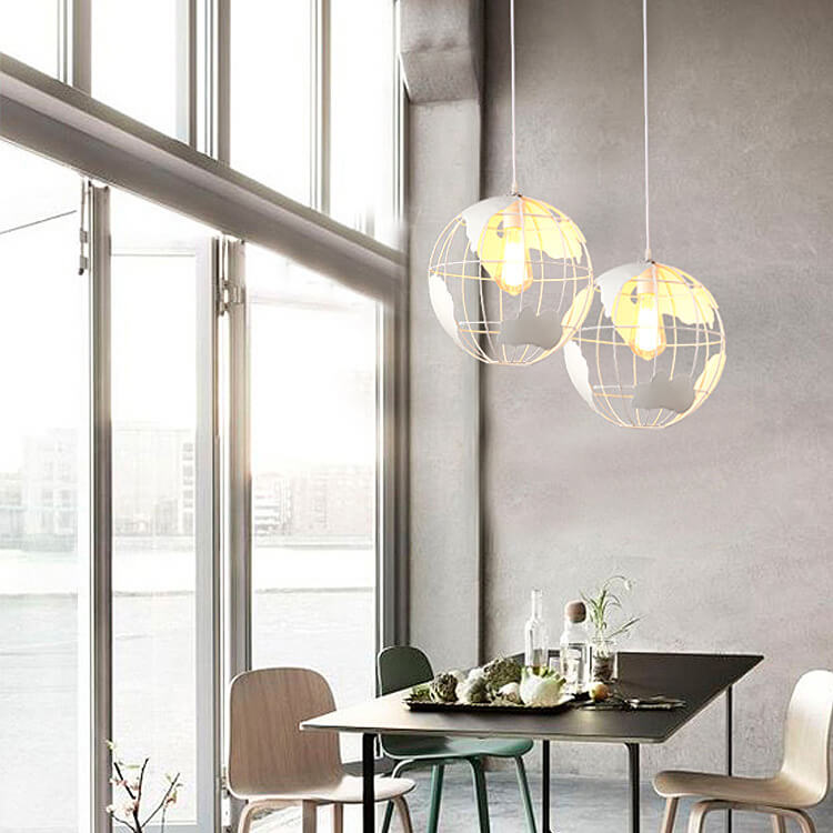 Contemporary Creative Round Earth Shaped Iron 1-Light Pendant Light For Living Room