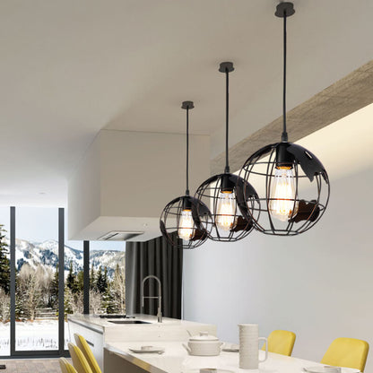 Contemporary Creative Round Earth Shaped Iron 1-Light Pendant Light For Living Room