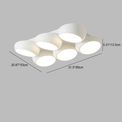 Scandinavian Modern Minimalist Iron Plastic Round LED Semi-Flush Mount Ceiling Light