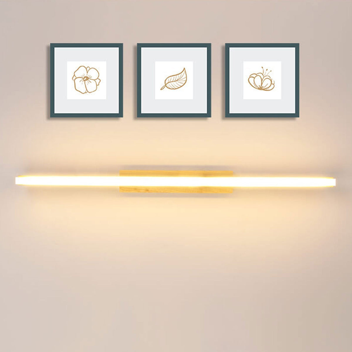 Nordic Minimalist Log Strip Vanity Light LED Wall Sconce Lamp