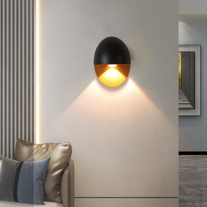 Modern Minimalist Oval Shape Aluminum Outdoor Waterproof LED Wall Sconce Lamp for Outdoor Patio