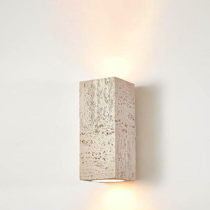 Traditional Retro Wabi-sabi Composites Square Column Hand Sculpted LED Wall Sconce Lamp for Living Room