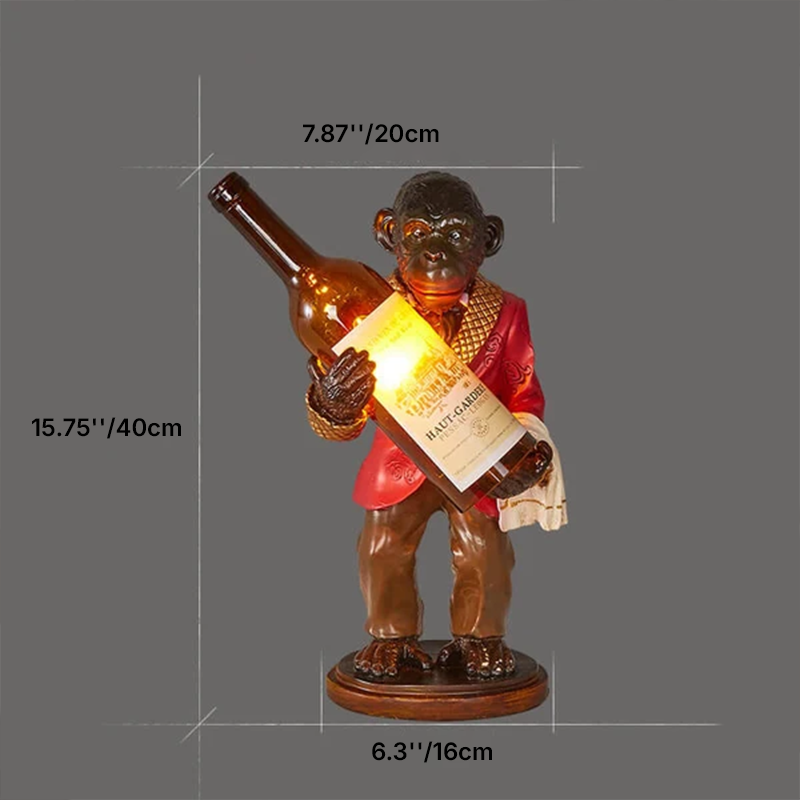 Retro Creative Monkey Resin Wine Bottle 1-Light Decoration Table Lamp