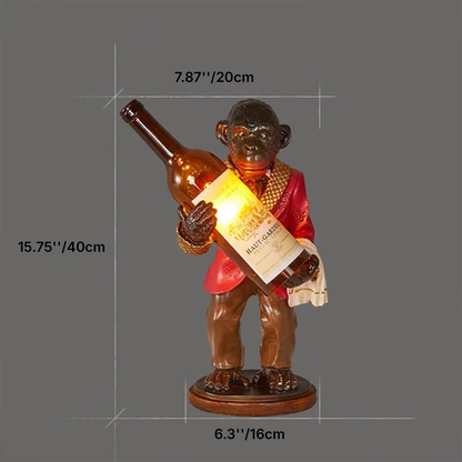 Retro Creative Monkey Resin Wine Bottle 1-Light Decoration Table Lamp