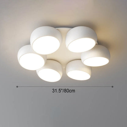 Scandinavian Modern Minimalist Iron Plastic Round LED Semi-Flush Mount Ceiling Light