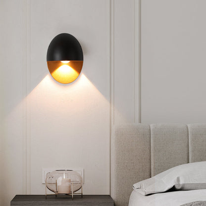 Modern Minimalist Oval Shape Aluminum Outdoor Waterproof LED Wall Sconce Lamp for Outdoor Patio