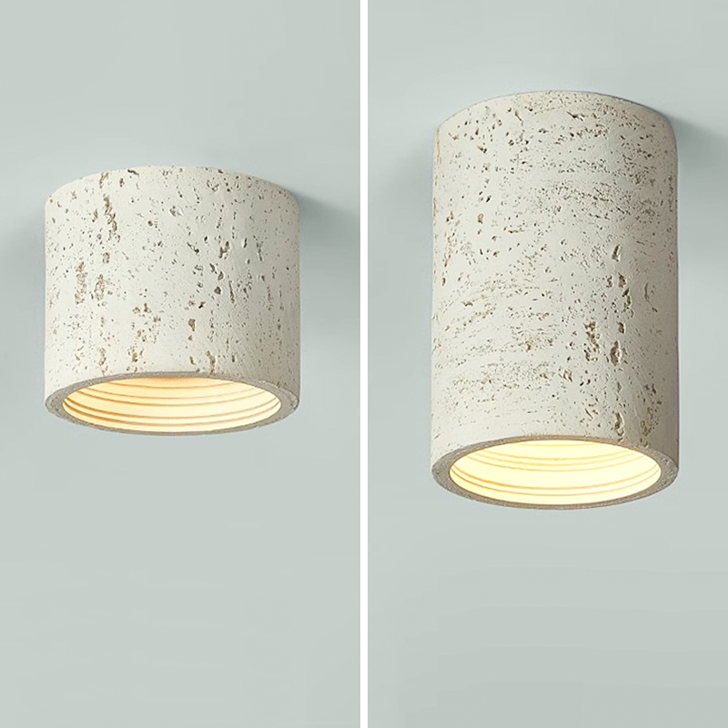 Traditional Japanese Column Iron Resin LED Flush Mount Ceiling Light For Living Room