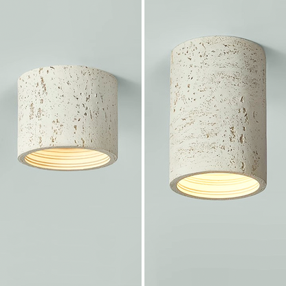 Traditional Japanese Column Iron Resin LED Flush Mount Ceiling Light For Living Room