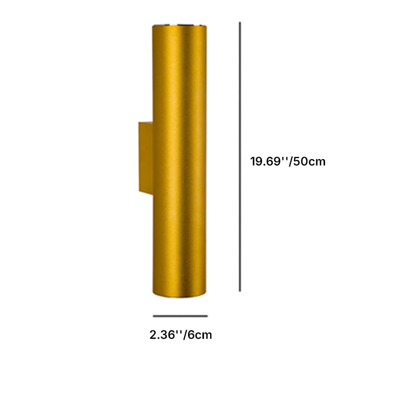 Modern Minimalist Round Aluminum Cylindrical 2-Light Wall Sconce Lamp For Bedroom