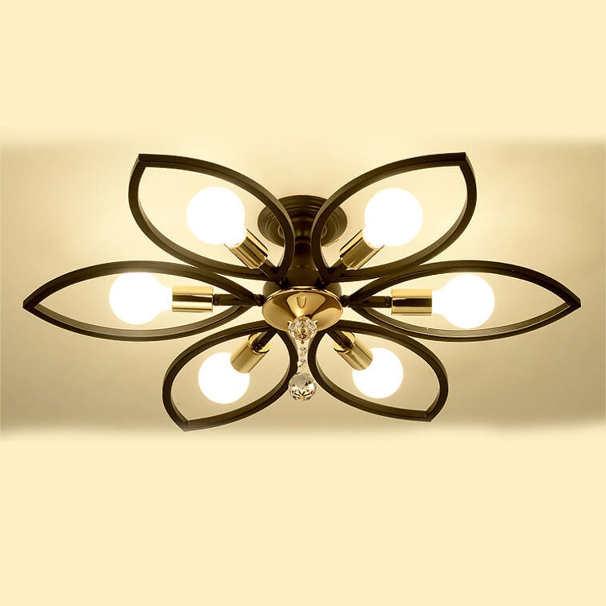 Nordic Light Luxury Wrought Iron Crystal 6/8-Light Flush Mount Ceiling Light