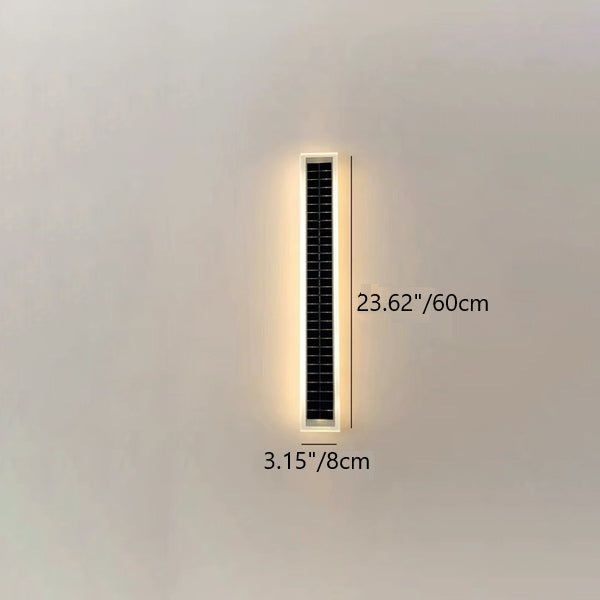 Modern Minimalist Aluminum Acrylic Outdoor Solar Rectangular Strip Waterproof Patio LED Wall Sconce Lamp for Outdoor Patio
