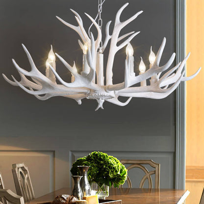 Contemporary Industrial Antler Metal Resin 6-Light Chandeliers for Living Room