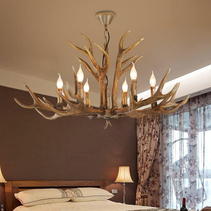 Contemporary Industrial Antler Metal Resin 6-Light Chandeliers for Living Room
