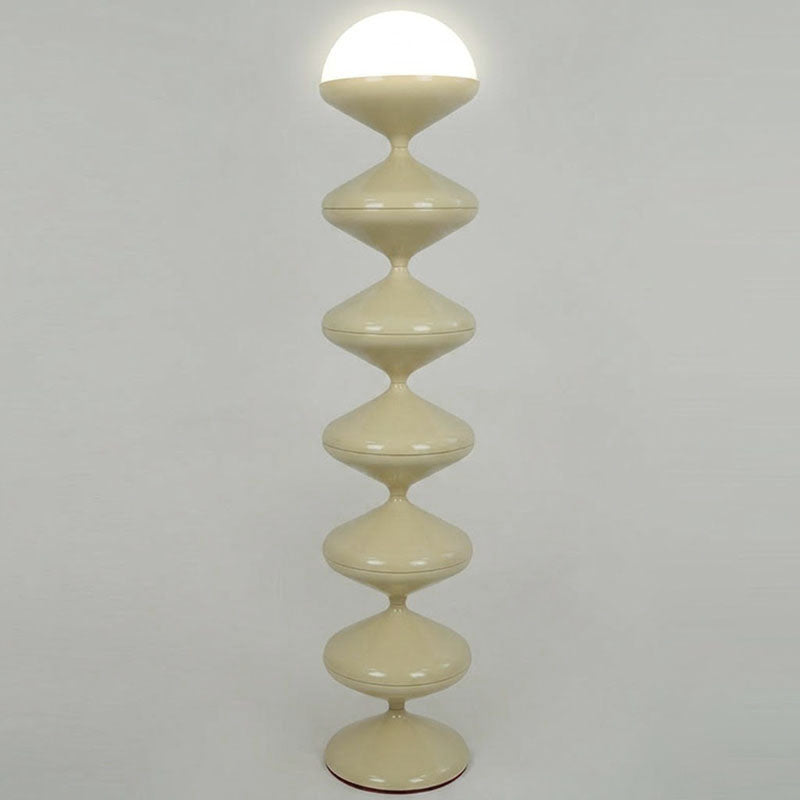 Contemporary Scandinavian Iron Acrylic Cream Round 1-Light Standing Floor Lamp For Bedroom