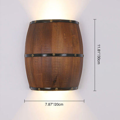 Contemporary Industrial Half Barrel Wood Hardware LED Wall Sconce Lamp for Living Room