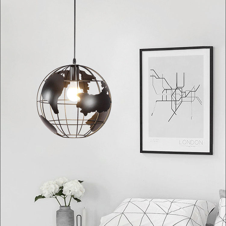 Contemporary Creative Round Earth Shaped Iron 1-Light Pendant Light For Living Room