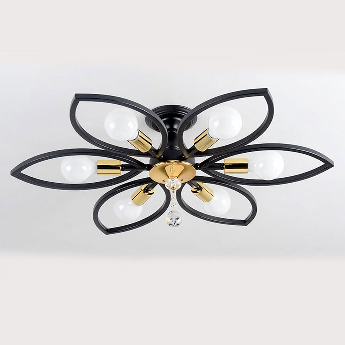 Nordic Light Luxury Wrought Iron Crystal 6/8-Light Flush Mount Ceiling Light