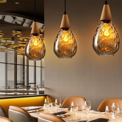 Modern Minimalist Round Water Ripple Wood Glass 1-Light Pendant Light For Bedroom