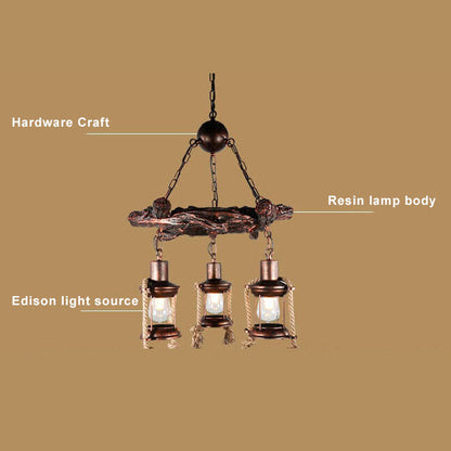Vintage Nautical 3/7-Light Metal Lantern Chandeliers