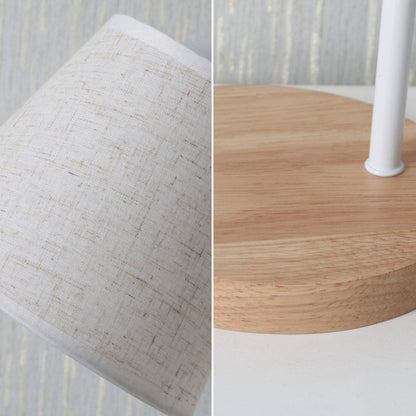 Nordic Minimalist Cone Linen Shade Wood Base 1-Light Table Lamp