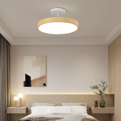 Contemporary Nordic Disc Shaped Iron PVC LED Semi-Flush Mount Ceiling Light For Bedroom