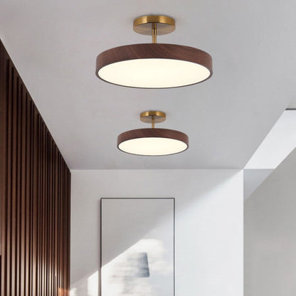 Contemporary Nordic Disc Shaped Iron PVC LED Semi-Flush Mount Ceiling Light For Bedroom