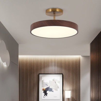 Contemporary Nordic Disc Shaped Iron PVC LED Semi-Flush Mount Ceiling Light For Bedroom