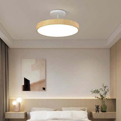 Contemporary Nordic Disc Shaped Iron PVC LED Semi-Flush Mount Ceiling Light For Bedroom