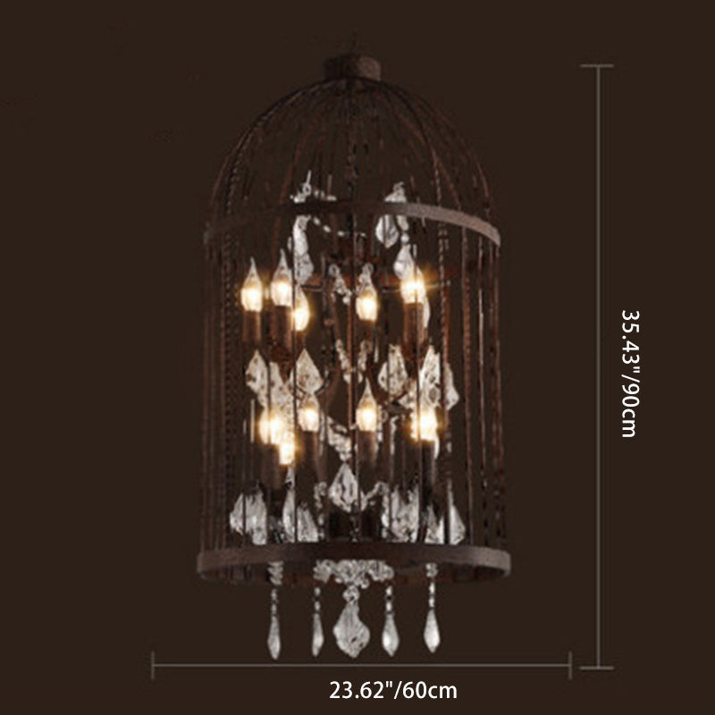 Contemporary Creative Bird Cage Iron Crystal 4/8/12 - Light Chandelier For Dining Room