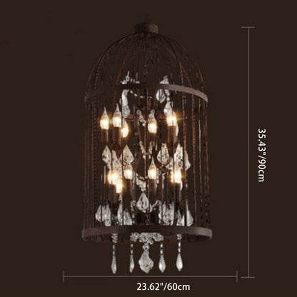 Contemporary Creative Bird Cage Iron Crystal 4/8/12 - Light Chandelier For Dining Room