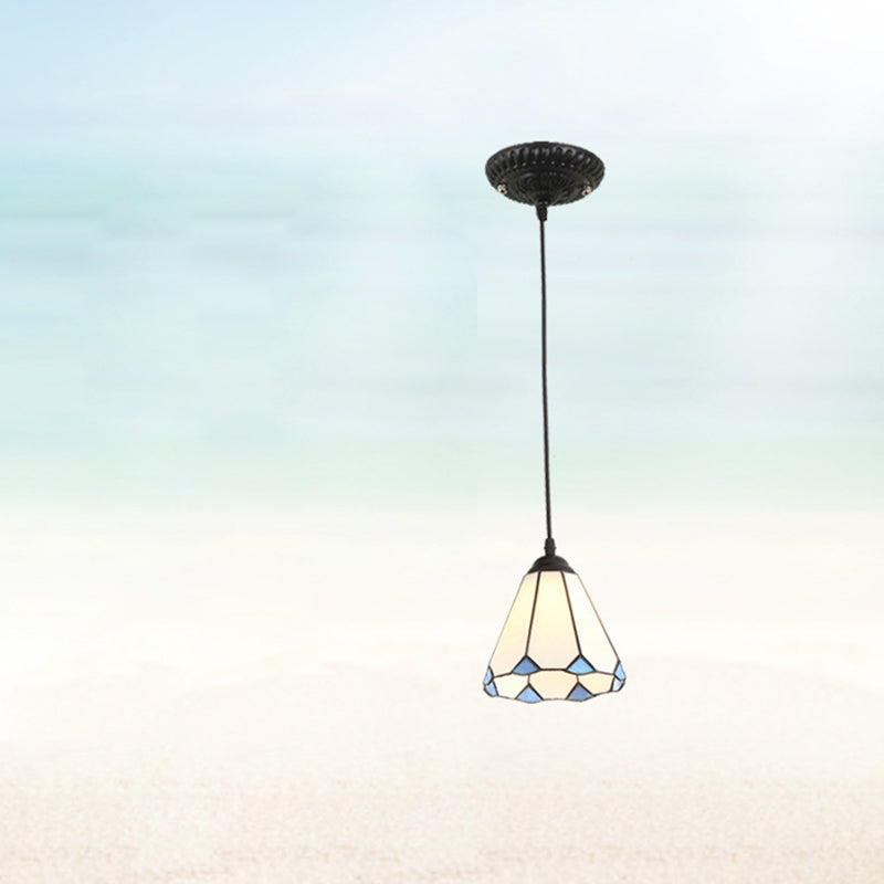 Traditional Tiffany Iron Glass 1 - Light Pendant Light For Dining Room