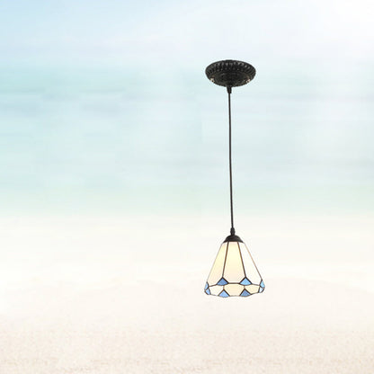 Traditional Tiffany Iron Glass 1 - Light Pendant Light For Dining Room