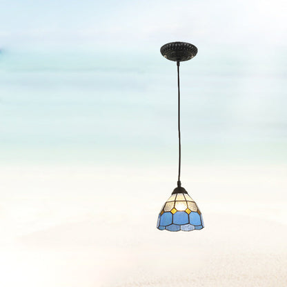 Traditional Tiffany Iron Glass 1 - Light Pendant Light For Dining Room