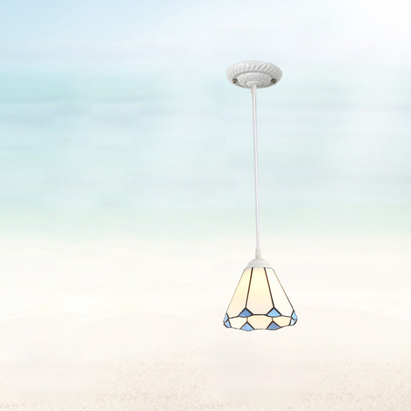 Traditional Tiffany Iron Glass 1 - Light Pendant Light For Dining Room