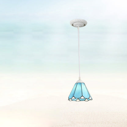 Traditional Tiffany Iron Glass 1 - Light Pendant Light For Dining Room